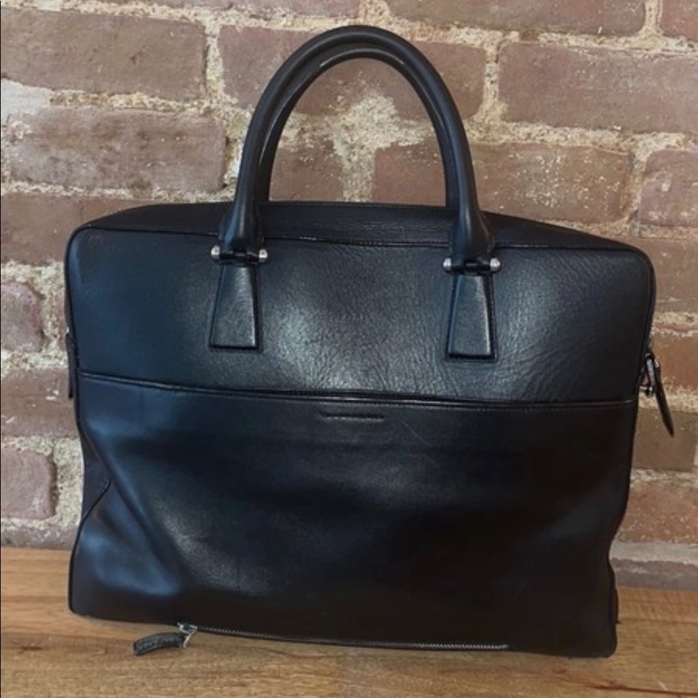 Cole Haan Mens Black Leather Messenger Bag